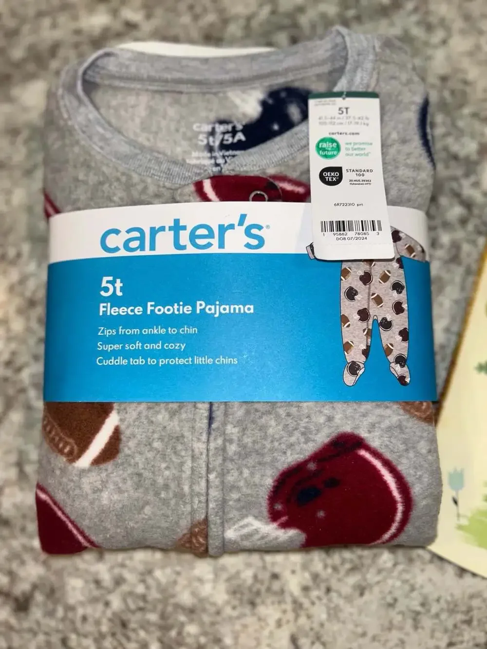 Carter's Boys 5T Football Print Fleece Footie Pajama and The Sneaky book